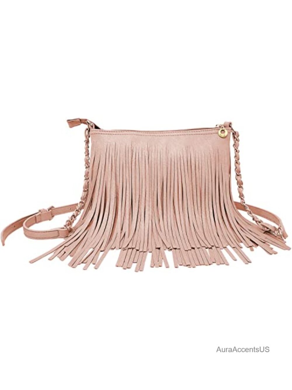 Faux Leather Fringe Crossbody Shoulder Bag Adjustable Strap Zipper